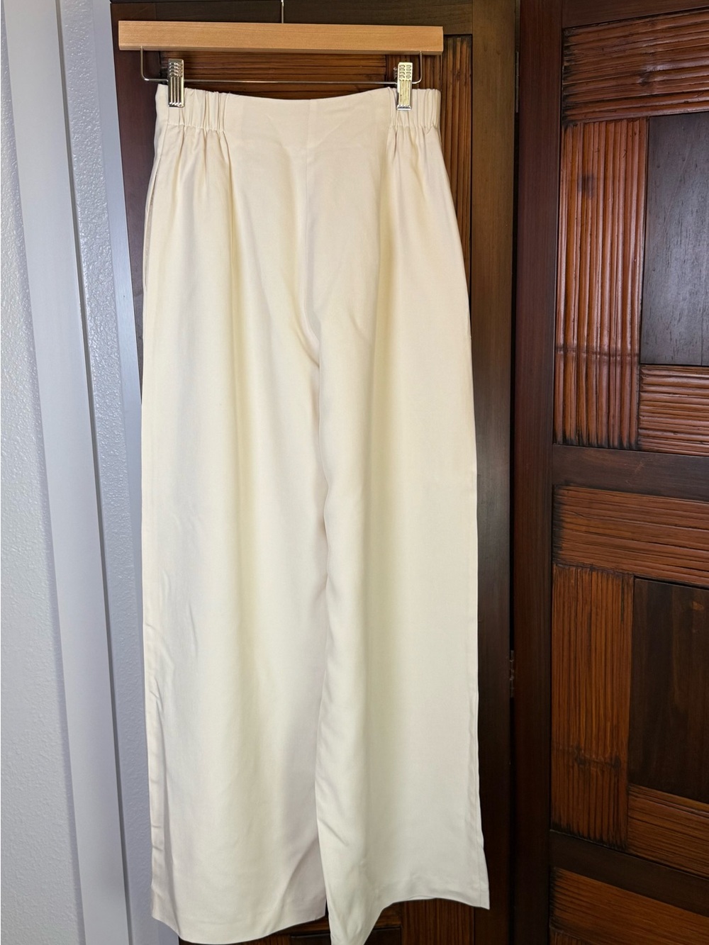 Vintage Express Silk Ivory High Rise Wide Leg Palazzo Pants Size 1/2 Quiet Luxur - Picture 4 of 12
